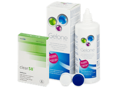 Clear 58 (6 lenses) + Gelone Solution 360 ml