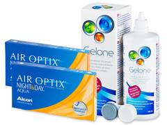 Air Optix Night and Day Aqua (2x3 lenses) + Gelone Solution 360 ml