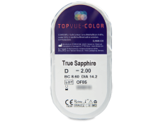 Blue True Sapphire contact lenses - power -TopVue Color (2 monthly coloured lenses)
