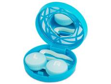Lens Case with mirror - blue ornament 