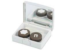Lens Case with mirror Elegant  - silver 