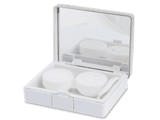 Lens Case with mirror Elegant  - silver 