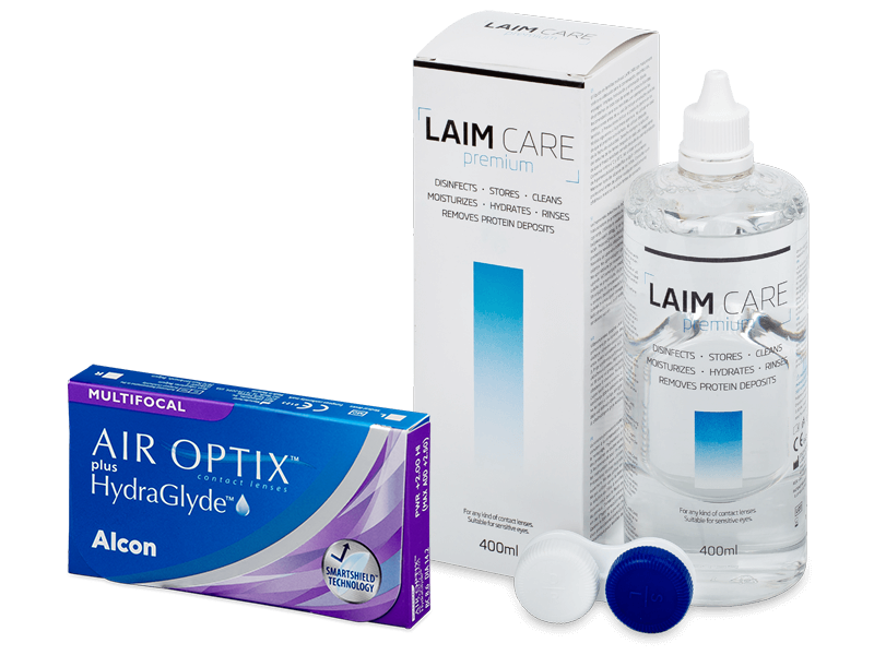 Air Optix plus HydraGlyde Multifocal (3 lenses) + Laim-Care Solution 400 ml