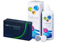 TopVue Premium for Astigmatism (6 lenses) + Gelone Solution 360 ml