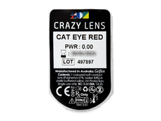 CRAZY LENS - Cat Eye Red - plano (2 daily coloured lenses)