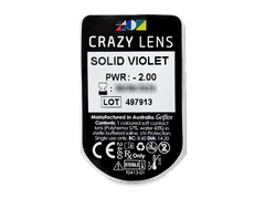 CRAZY LENS - Solid Violet - power (2 daily coloured lenses)