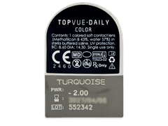 TopVue Daily Color - Turquoise - power (2 daily coloured lenses)